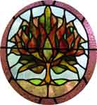 The Burning Bush window inset in the entrance to Alberton Church